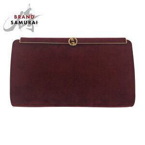 GUCCI interlocking Burgundy Red suede leather clutch bag Shoulder